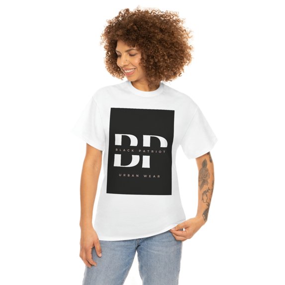 Black Patriot Urban wear Unisex Heavy Cotton Tee(white letter BP)