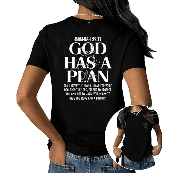 Black Pattern S-5XL Jeremiah 29 11 God Has A Plan Tshirt Pattern Tees Christian Faith Scripture Church Fashion Summer Gift Tops