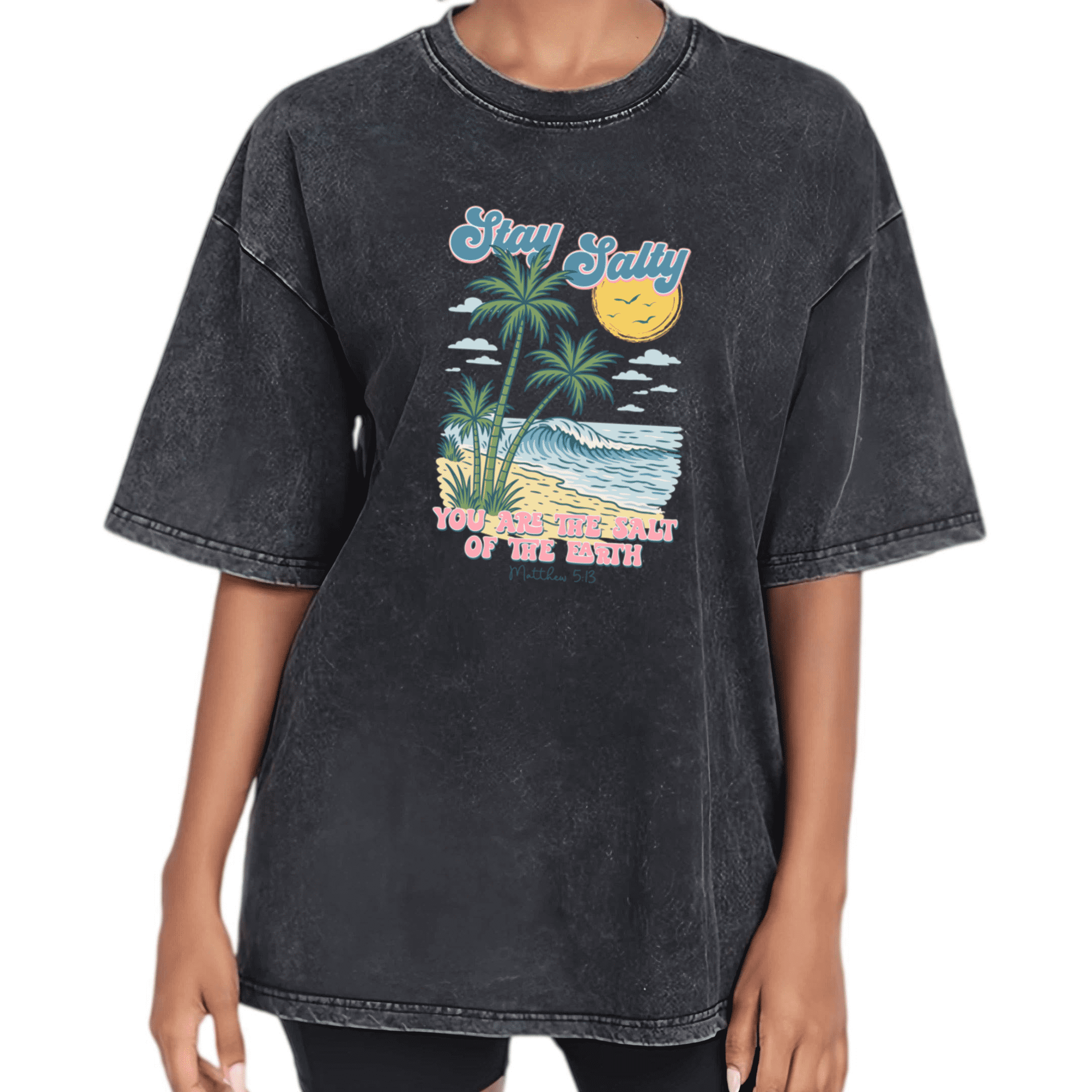 Black Pattern Washed S-2XL Stay Salty Matthew 513 Tshirt Pattern Tees ...