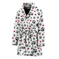 thumbnail image 1 of Black Paw And Heart Pattern Women Bathrobe One Size Univeral Fits, Dog Pet Lover Fashion Lightweight Plush Fleece Long Robe For Women, 1 of 3
