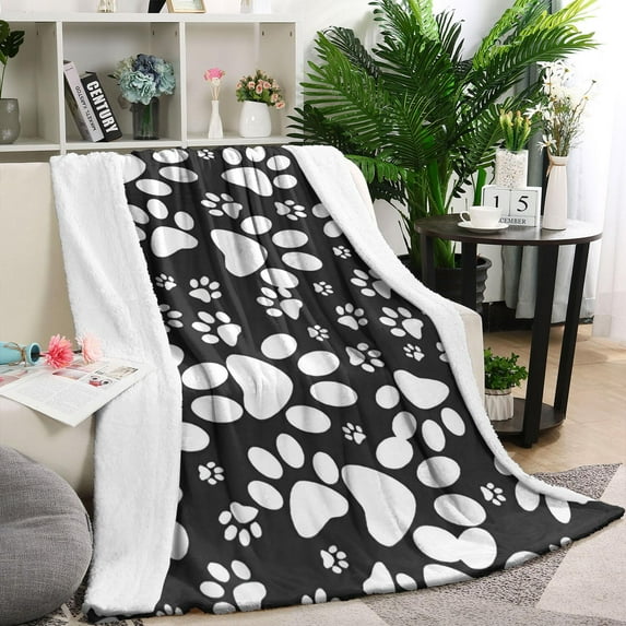 Black Paw Blanket,Comfortable Soft Flannel Throw Blanket,All Season,Warm Lightweight Blankets for Sofa Bed Couch Living Room Chair,60"x80"(150x200cm)