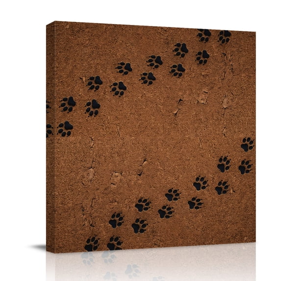 Black Paw Print Canvas Wall Art for Living Room, Modern Dark Paw Print ...