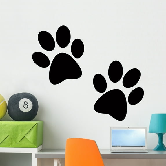 Black Paw Prints Wall Decal by Wallmonkeys Peel and Stick Graphic (36 in W x 30 in H) WM282792