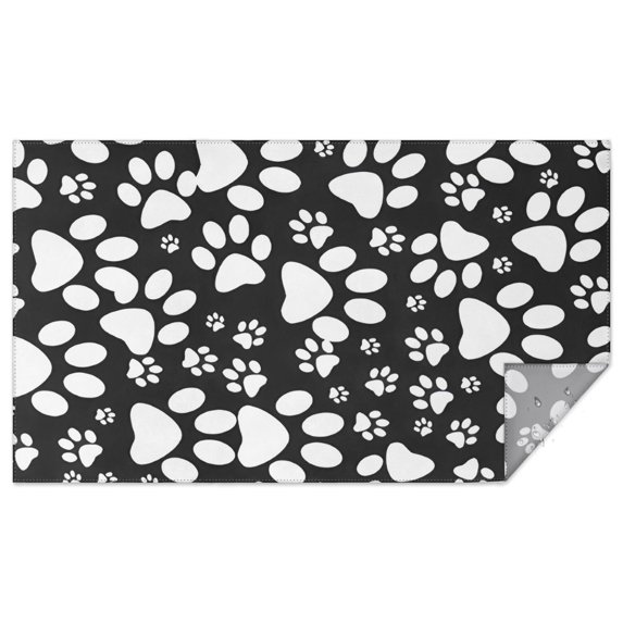 Black Paw Rectangle Tablecloth 60"x102",Waterproof Polyester Rectangle Table Cloth, Wipeable Spillproof Polyester Tablecloth for Dining, Camping, Indoor and Outdoor