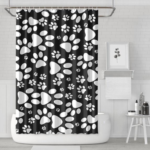 Black Paw Shower Curtain 72"x72" ,Bathroom Decorative Shower Curtains Set with 12 Hooks,Modern Waterproof Washable Shower Curtain