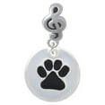 thumbnail image 1 of Black Paw on White Disc - Clef Note Charm Bead, 1 of 1