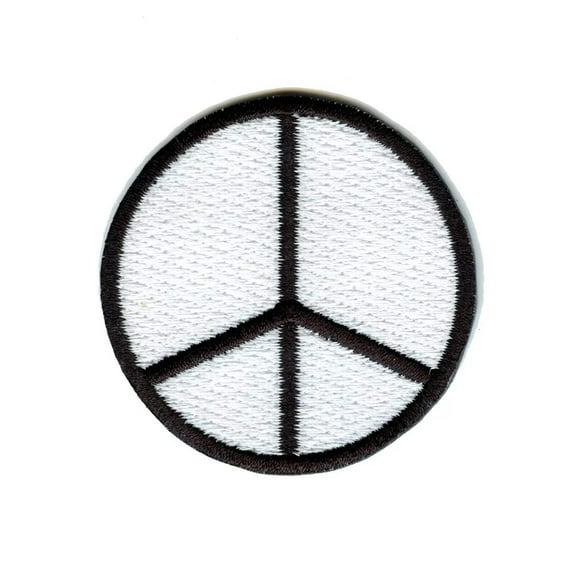 Black Peace Sign Embroidered Iron On Patch