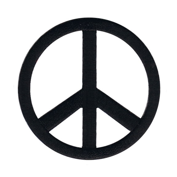 Black Peace Sign Patch Die Cut Hippie Groovy Symbol Craft Iron On Applique