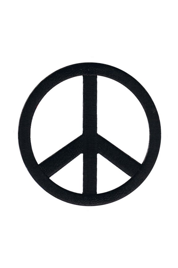 Black Peace Sign Patch Die Cut Hippie Groovy Symbol Craft Iron On Applique
