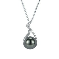 Black PearlZircon Swan Necklace - Elegant Pendant with Black Pearl & Zirconia Accents
