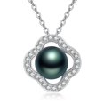 thumbnail image 1 of TANGPOET Black Pearl Necklace 925 Sterling Silver Tahitian Black Pearl Necklace Freshwater Jewelry Inlaid Birthday Present Gifts for Women Mother Wife, 1 of 5