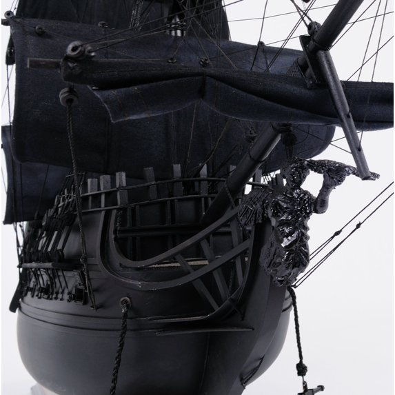 Black Pearl Pirate Ship Large With Table Top Display Case Model Display