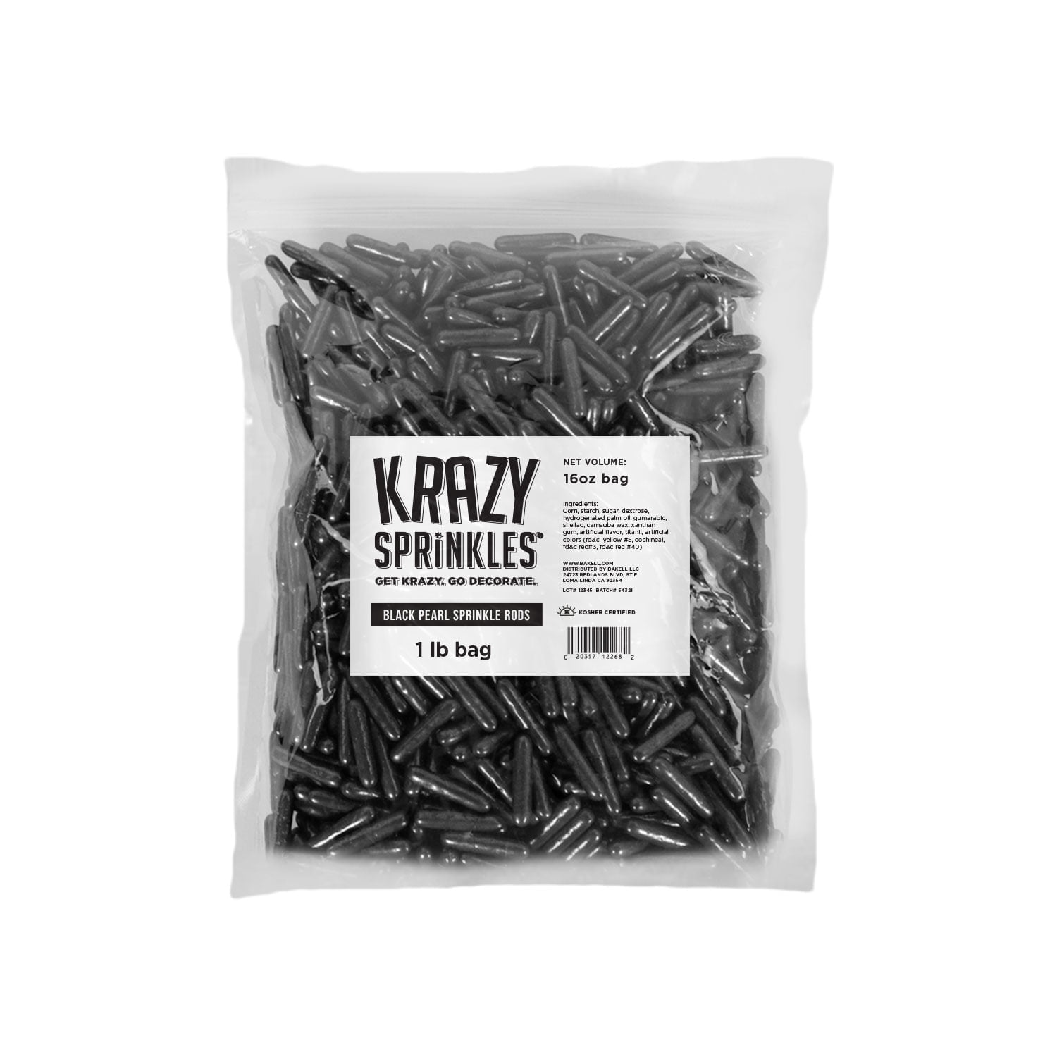 Krazy Rods Krazy Sprinkles - Edible Black Pearl Rods - Bold Cake Decoration, 1lb ...