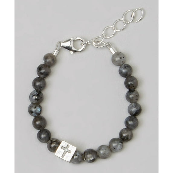 Black Pearls With Sterling Silver Box Cross Bracelet (BBPC)