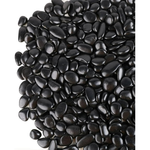 Black Pebbles for Plants 1.8lb Bulk Bag Aquarium Gravel 0.8"- 1.2" Decorative Polished Fish Tank Stone