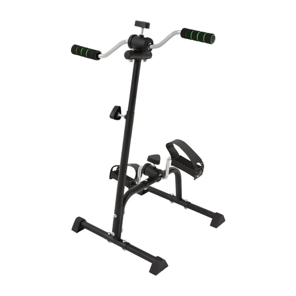 Black Pedal Exercise Bike for Seniors, Adjustable Arm Leg Knee Pedal Exerciser, Mini Portable Fitness Cycle Equipment, Low Impact Physical Therapy, Elderly Rehabilitation Workout Machine