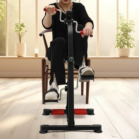 Black Pedal Exerciser Bike, Fitness Bike, Exerciser Bike with LCD Screen Display Adjustable Height Load Capacity 110 lbs 14.17*14.96*36.61 in for Sports Enthusiasts