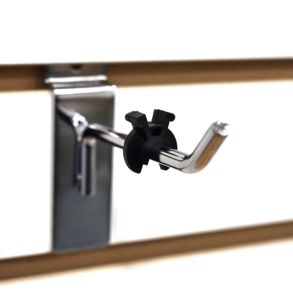 Black Peg Hook Stoppers, Squeeze & Pinch Inventory Control Clips to Help Keep Merchandise on Hooks, 50 Pack