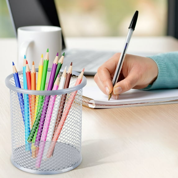 Black Pen Holder Cup for Desk,Pen Holder,Pencil Organizer Mesh Cup,Wire Mesh Pencil Cup Holder for Desk Office Pen Organizer,Mesh Metal Pen Holder for Desk,Pencil Holder Workspace Organizers Office