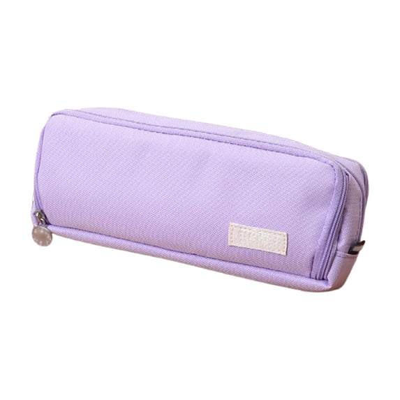 Black Pencil Case Large Capacity, Multi-Compartment Oxford Cloth Stationery Storage Bag with Zipper, Small Pen Pouch for Students Office, 9x3.4x3.5 Inch