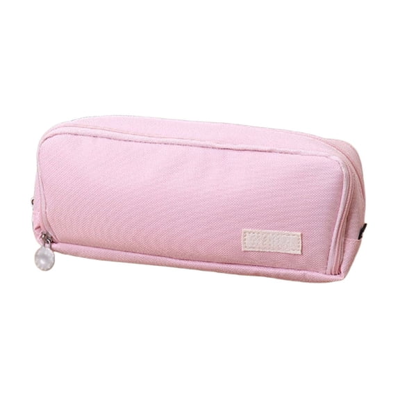 Black Pencil Case Large Capacity, Multi-Compartment Oxford Cloth Stationery Storage Bag with Zipper, Small Pen Pouch for Students Office, 9x3.4x3.5 Inch