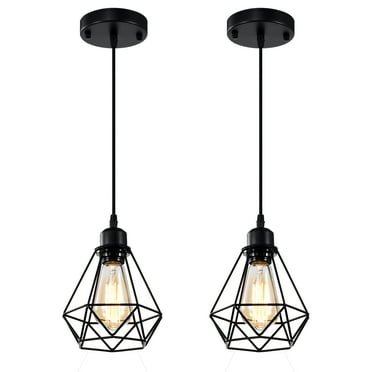 Black Pendant Lights Modern Pendant Light Fixtures Ceiling Mount 2 Pack Farmhouse Industrial Hanging Pendant Lighting for Kitchen Dining Room Hallway