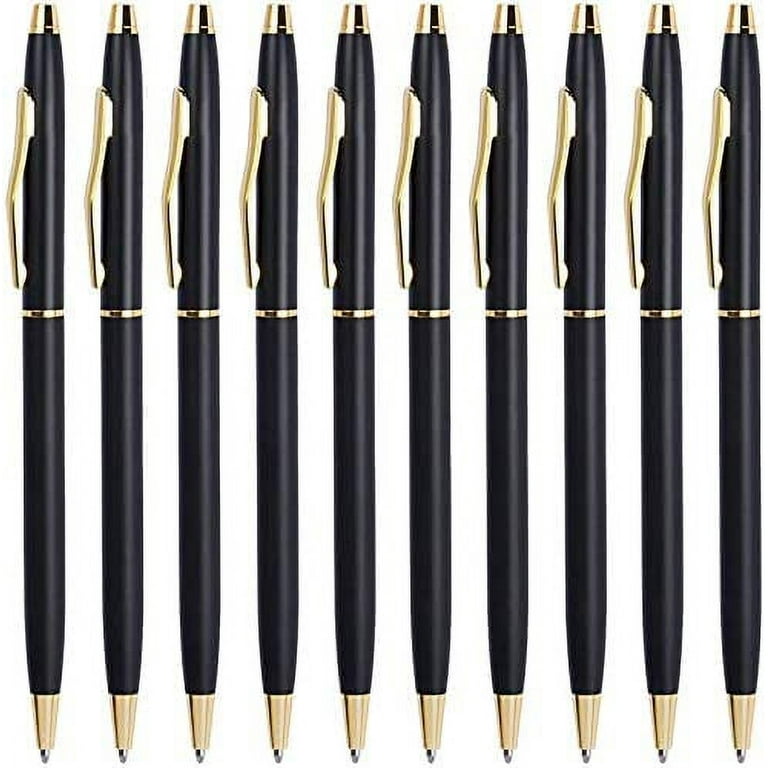 Black Pens, Cambond Ballpoint Pen Bulk Black Ink 1.0 mm Medium Point Smooth  Writing Black and Gold Pens for Men Women Police Uniform Office Business