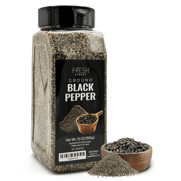 Black Pepper – 12oz Ground Pepper – Freshly Ground Black Pepper Bulk for Home and Commercial Cooking - Course Grind Black Pepper in Practical Container – Pure Ground
