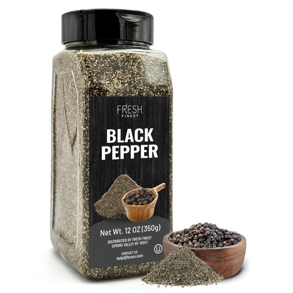 Black Pepper 12 oz Ground Pepper Freshly Ground Black Pepper Bulk for Home and Commercial Cooking - Course Grind Black Pepper in Practical Container Pure Ground