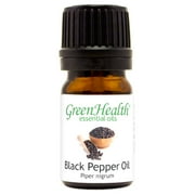 Black Pepper Essential Oil - 1/6 fl oz 5 ml Glass Bottle w/ Euro Dropper - 100% Pure Essential Oil by GreenHealth