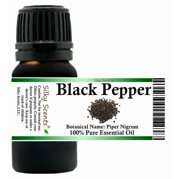 Black Pepper Essential Oil 5 ml (1/6 fl oz) - 100% Pure and Natural by Silky Scents