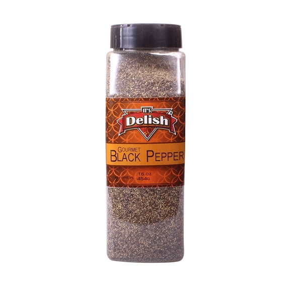 Black Pepper by Its Delish Gourmet ground, 16 Oz. Large Jar