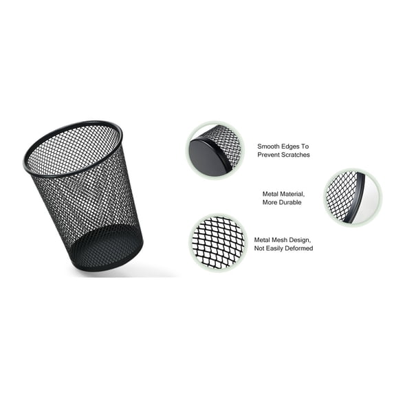 Black Perforated Iron Mesh Conical Pen Holder, Large Capacity Desktop ...