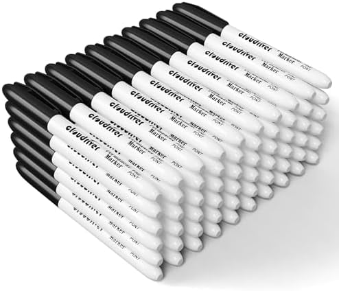 Black Permanent Markers Fine Tip, 60 Packs Permanent Markers Bulk, Quick Drying & Fade Resistant, Permanent Marker Set Works on Plastic,Wood,Stone,Metal and Glass for Doodling, Marking$$Office