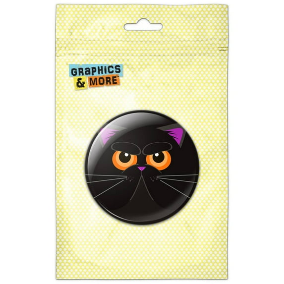 Black Persian Cat Face Refrigerator Button Magnet