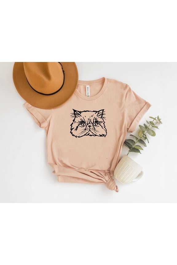 Black Persian Cat Face T-Shirt - Cat Mom Gift All Size S-5Xl