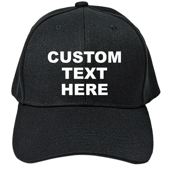Black Personalized Text Embroidered Unisex Baseball Cap, Adjustable Hat, Custom Text