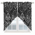thumbnail image 1 of Black Pesley Flower Swag Curtains for Kitchen/Bedroom/Living Room, Boho Vintage Ethnic Floral Plant Scalloped Curtains 63 Inch Long, Window Swag Topper Curtains Valances 2 Panels Set 36"x63", 1 of 8