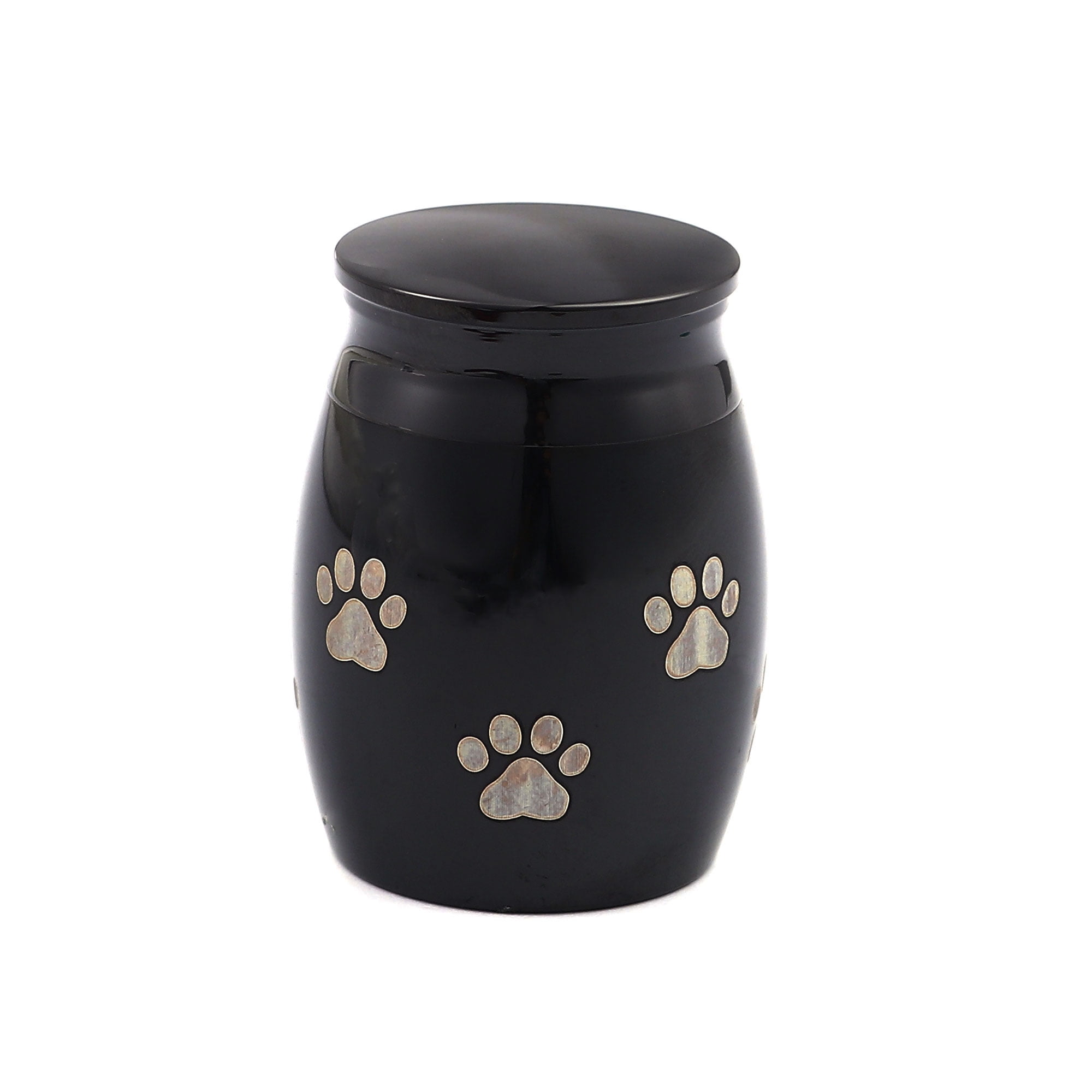 Black Pet Memorial Keepsake, Paw Print Mini Ashes Holder Container, Pet Cremation Urn for Ashes, Small Urn for Pet Ashes, Pet Ashes Holder Keepsake Urn Ship Next Day [Paw, Black, No Engraving]