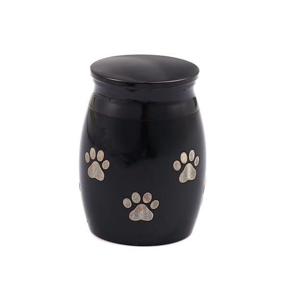 Black Pet Memorial Keepsake, Paw Print Mini Ashes Holder Container, Pet Cremation Urn for Ashes, Small Urn for Pet Ashes, Pet Ashes Holder Keepsake Urn Ship Next Day [Paw, Black, No Engraving]