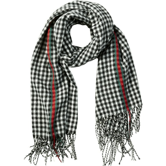 Hadley Wren Black Petite Check Fringe Scarf
