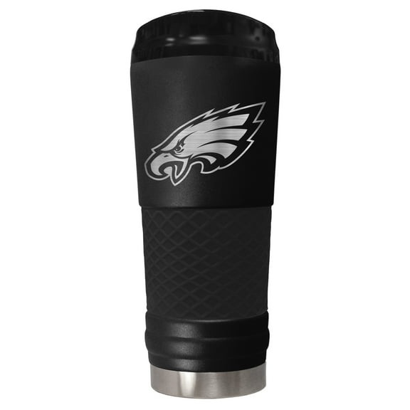 Philadelphia Eagles 24 ounce vacuum insulated stainless steel tumbler in black powder coat and laser etched team logo