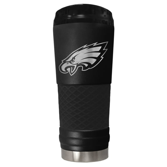 Philadelphia Eagles 24 ounce vacuum insulated stainless steel tumbler in black powder coat and laser etched team logo