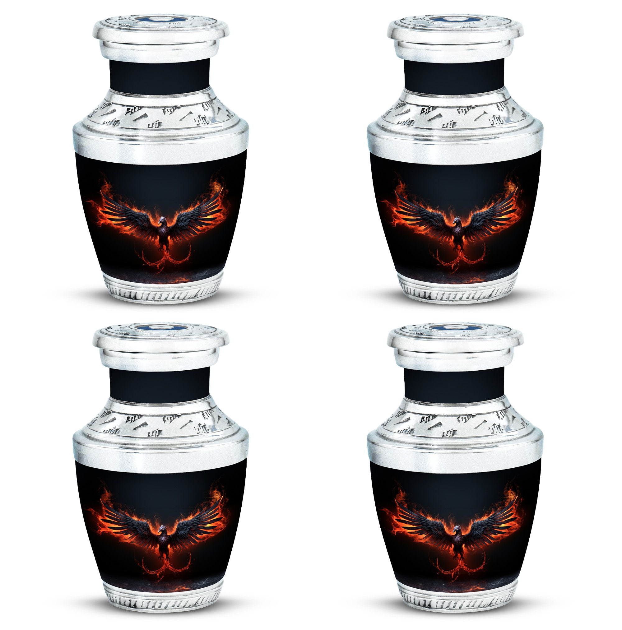 Black Phoenix In Red Fire Urn Collection, Mini Cremation Urns For Human ...