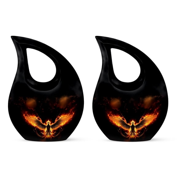 Black Phoenix Urn for Ashes Mom & Dad - Burial Urns for Adult Human Ashes - Mini Cremation Urn for Adult Ashes Male & Female - Small Cremation Keepsake Urns for Ashes Set of 2
