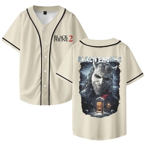 Black Phone 2 Cold Call Baseball Jersey Shirt V-Neck Women Men Short Sleeve Streetwear Clothes