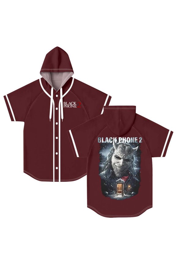 Black Phone 2 Cold Call Hooded Baseball Jersey Short Sleeve Shirt Women Men Crewneck Tee