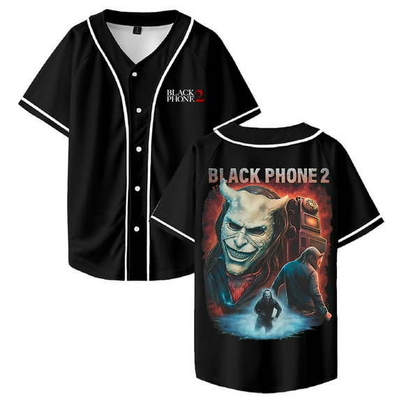 Black Phone 2 You Have Been Warned Baseball Jersey Short Sleeve Button-up Shirts Women Men Streetwear Tops