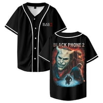 Black Phone 2 You Have Been Warned Baseball Jersey Short Sleeve Button-up Shirts Women Men Streetwear Tops