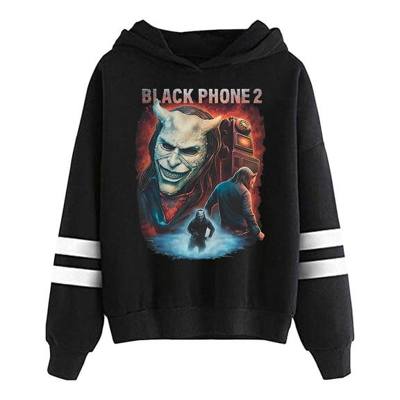 Black Phone 2 You Have Been Warned Hoodie Pocketless Parallel Bars Sleeve Women Men Hooded Sweatshirt